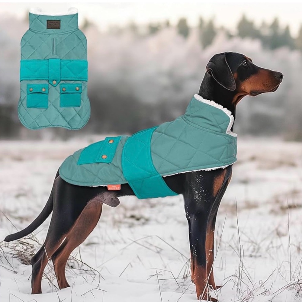 KYEESE Dog Coat Soft Pet Sweater with Leash Hole Thick Pet Winter Puffer Coat